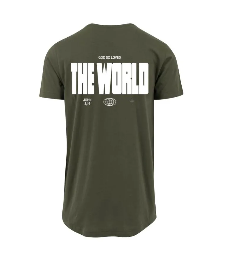 T-shirt: The World, John 3 16, Olivegreen