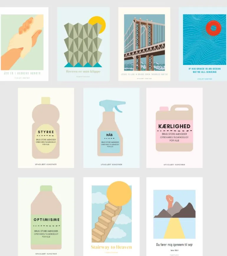 Ufaglært kunstner, Pakke med 10 forskellige Postkort