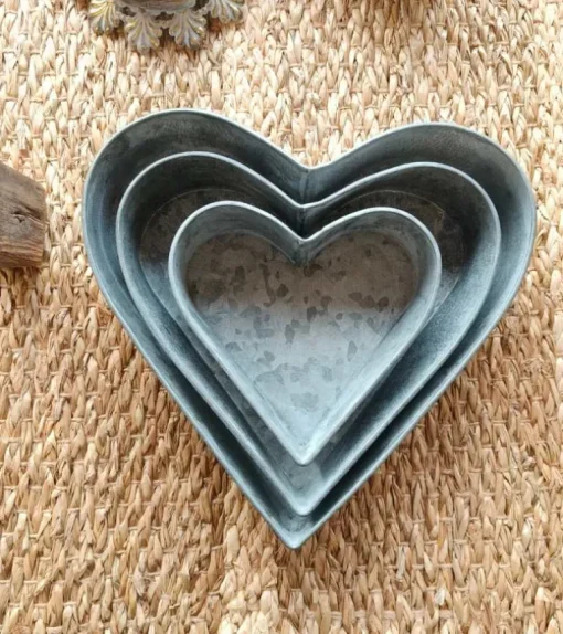 Zink Plante hjerte, 13 x 11 cm